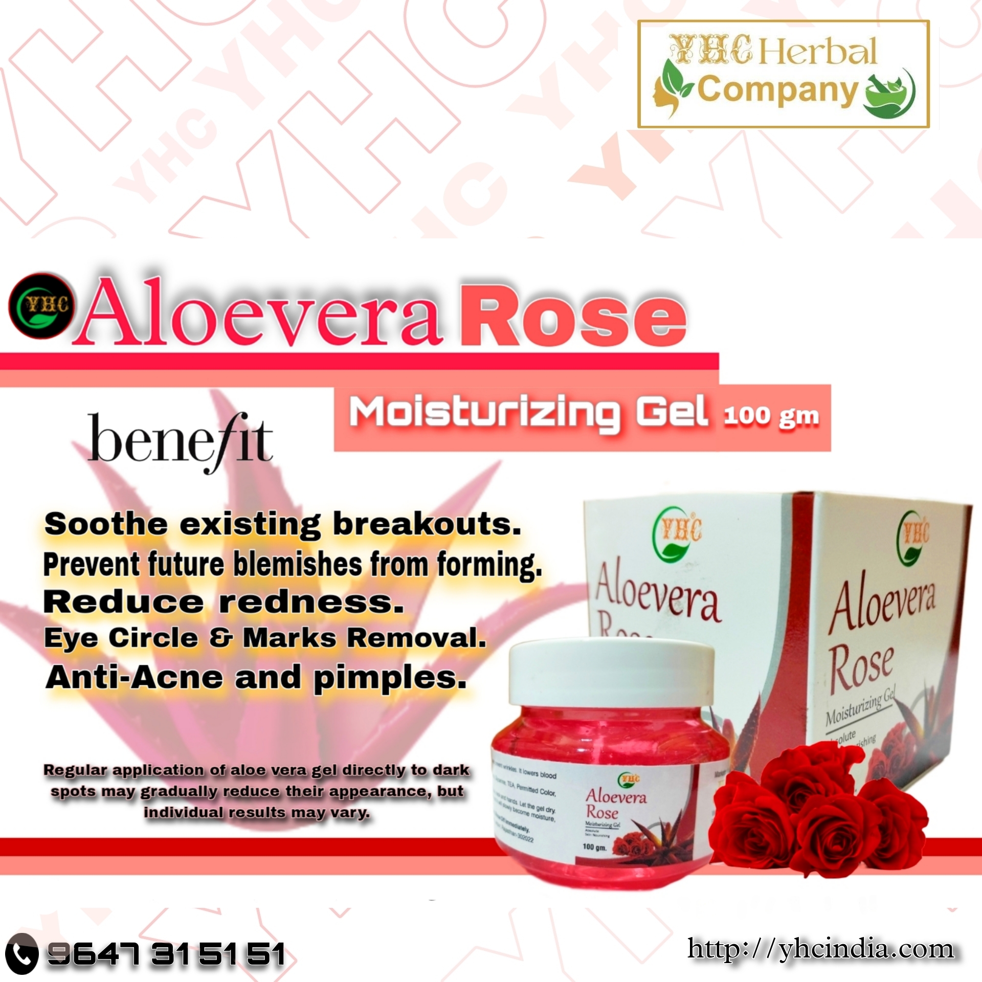 YHC Aloevera Rose Gel-100gm